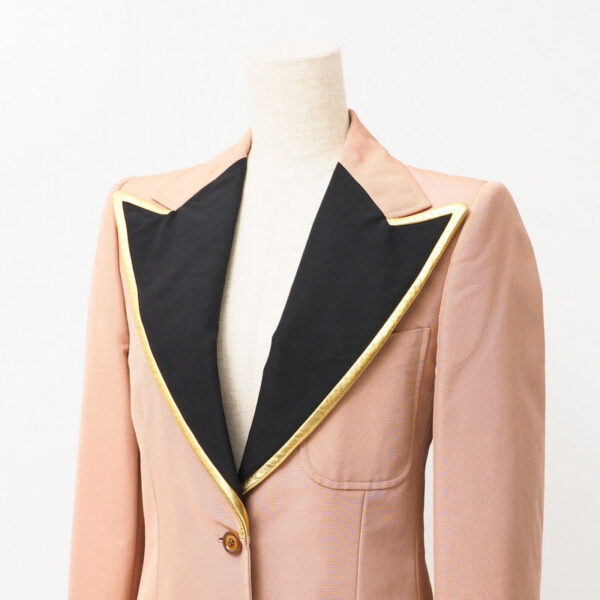GUCCI tailored jacket 621256 55% cotton, 45% rayon Pink/Black/Gold 38（160/84Y） | Luna Bags