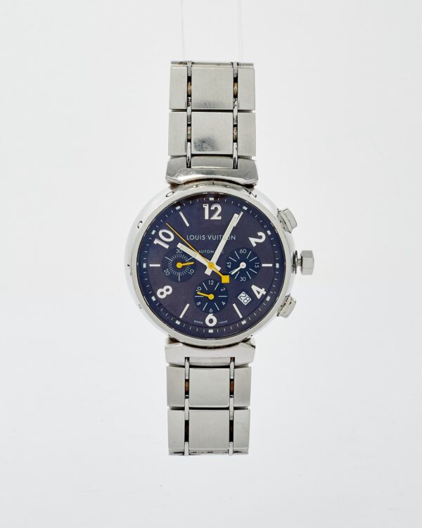 Louis Vuitton Silver Tambour Chronograph Automatic Watch | Luna Bags