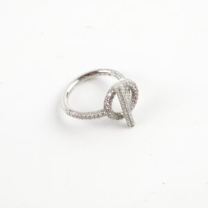 Hermes Echappe Small Model 18k White Gold with Diamonds Ring Size 54 | Luna Bags