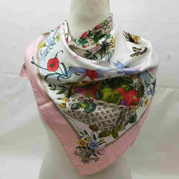 Gucci Colorful Floral Berry Print Extra Large Silk Scarf | Luna Bags
