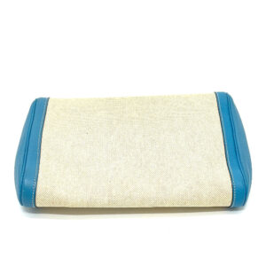 HERMES Clutch bag Toile Ash / Taurillon Clemence blue Equi Pouch Women Used | Luna Bags