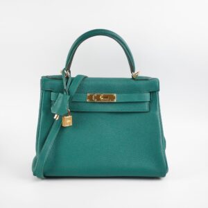 Hermes Kelly 28 Malachite Togo C Stamp | Luna Bags