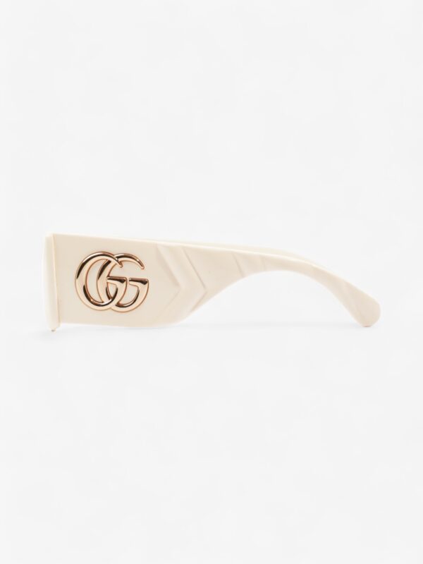 Gucci GG Logo Quilted Rectangular Sunglasses Cream Acetate 145mm | Luna Bags