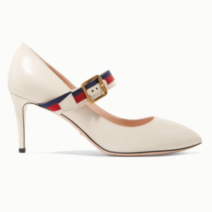 Gucci Sylvie Grosgrain-trimmed Leather Pumps in White | Luna Bags