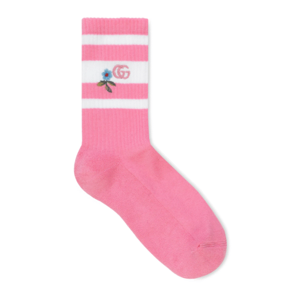 Gucci GG Knitted Daisy Socks In Neon Pink | Luna Bags