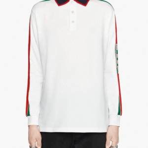 Gucci Web-stripe Detail Long Sleeve Polo in White | Luna Bags