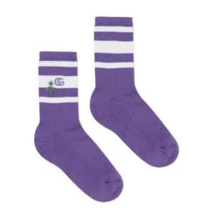 Gucci Embroidered Flower and Logo Socks in Purple | Luna Bags
