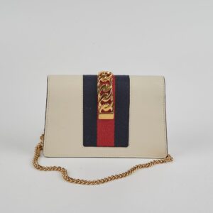 Gucci Super Mini Sylvie White Chain Crossbody | Luna Bags