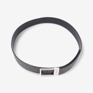 Gucci GG Rectangular Belt GG Supreme / Black / Silver Coated Canvas 95cm / 38" | Luna Bags