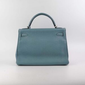 Hermes Kelly 32 Bleu Clemence - M Square | Luna Bags