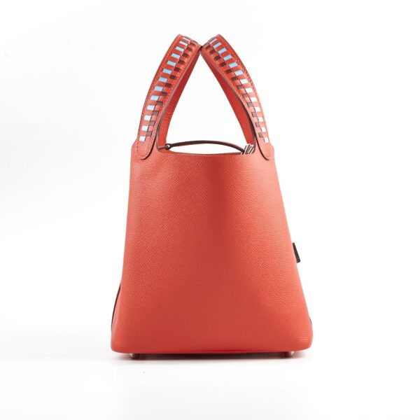 Hermes Picotin 18 Lock Bag Epsom Red with Multi Colour Handle C stamp | Luna Bags