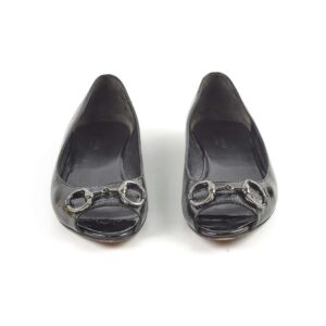 Gucci Black Patent Horsebit Flats 38 | Luna Bags