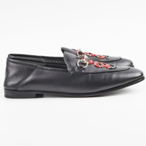 Gucci Black Leather Kingsnake Loafers 38.5 | Luna Bags