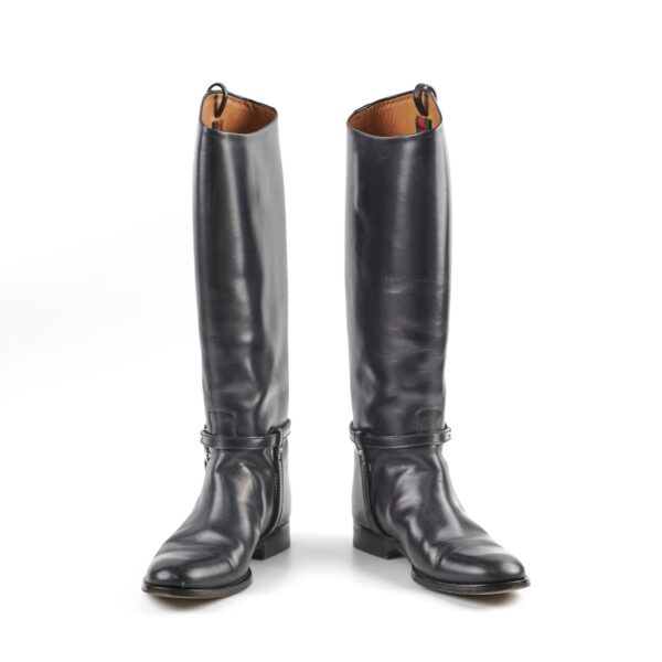 Gucci Knee High Boots Ribot Black 38 | Luna Bags