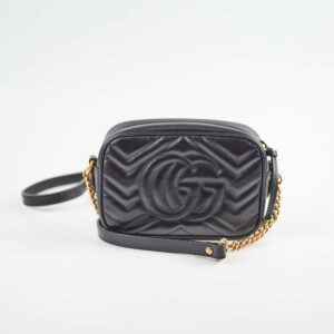 Gucci Marmont Matelassé Mini Bag in Black Leather | Luna Bags