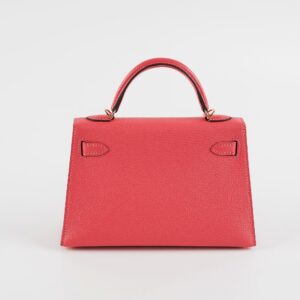 Hermes Mini Kelly Rose Lipstick Chevre Y Stamp (2020) | Luna Bags