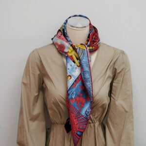 Hermes Carre Twill Silk 90x90 Blue/Red | Luna Bags