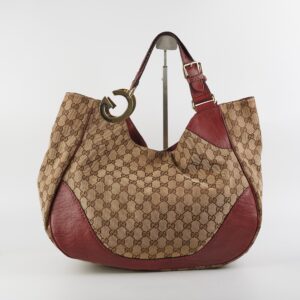 Gucci Canvas Shoulder Tote Dark Red | Luna Bags