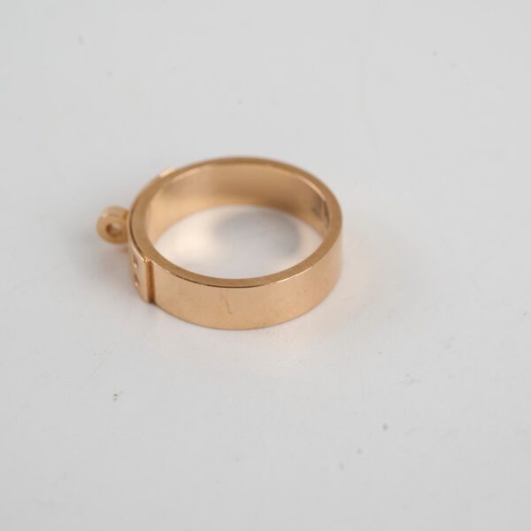 Hermes 18k Kelly Ring Rose Gold with Diamonds Size 51 | Luna Bags