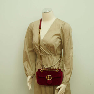 Gucci Marmont Velvet Red Small | Luna Bags