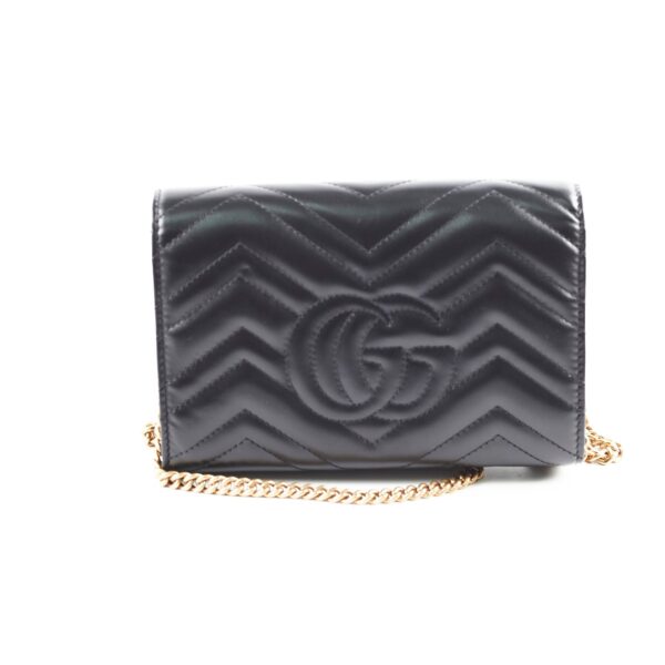 Gucci Marmont Wallet On Chain WOC Black | Luna Bags