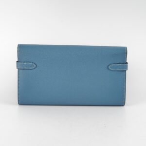 Hermes Kelly To Go Wallet Blue Epsom - Stamp Square R (2014) | Luna Bags