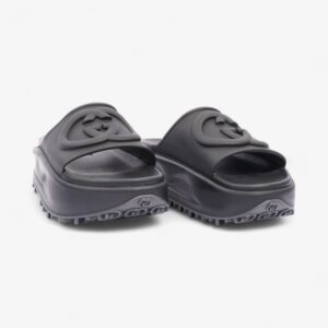 Gucci GG Platform Slides Black Rubber EU 35 UK 2 | Luna Bags