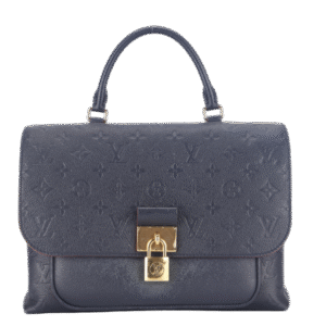 LOUIS VUITTON MARIGNAN BLUE MONOGRAM EMPREINTE LEATHER GOLD HARDWARE WITH STRAPS AND DUST COVER | Luna Bags