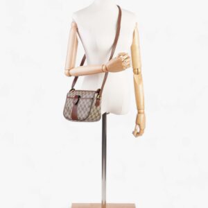 Gucci Old Gucci Sherry Line PVC & leather Shoulder bag Brown 001・58・6177 Supreme Print Coated Canvas | Luna Bags