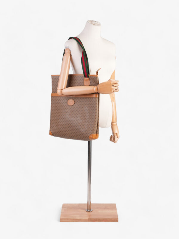 Gucci Vintage Supreme Tote Light Brown / Green And Red Web Coated Canvas | Luna Bags