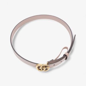 Gucci GG Marmont Thin Belt Dusty Pink / Gold Leather 70cm / 28" | Luna Bags