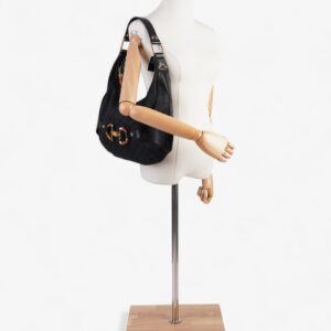 Gucci Amalfi Horsebit Hobo GG Supreme / Black / Brown Canvas | Luna Bags