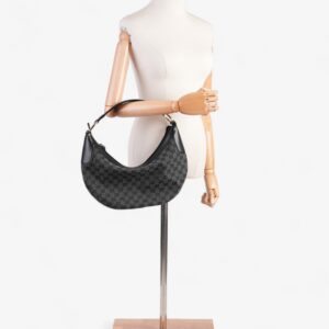 Gucci Half Moon Hobo Black Denim GG Supreme Denim | Luna Bags