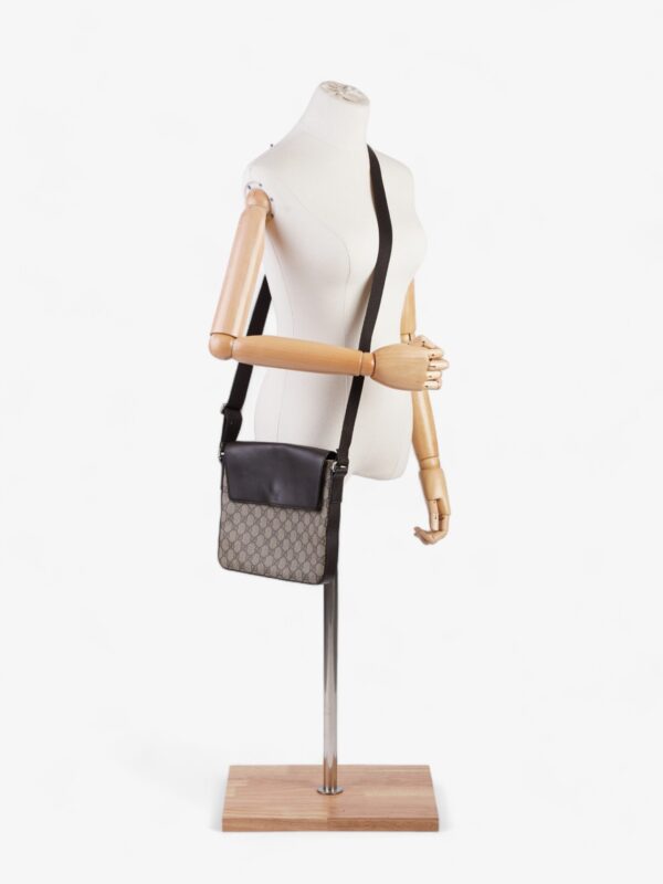 Gucci Classic Flap  Beige And Ebony GG Supreme / Brown Coated Canvas | Luna Bags