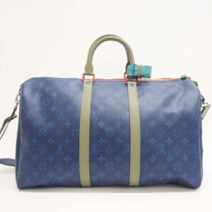 LOUIS VUITTON Boston Duffel bag M43855 leather blue monogram pacific Keepall  bandouliere45 | Luna Bags