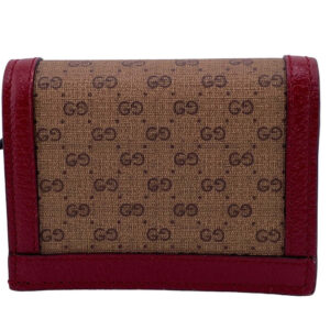 GUCCI Bifold Wallet 647788 Leather, PVC Brown Compact wallet Mini GG Supreme Doraemon Women Used | Luna Bags