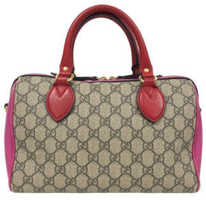 GUCCI Boston Duffel bag 409529 leather beige Handbag GG Supreme Women Used | Luna Bags