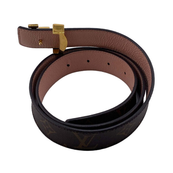 LOUIS VUITTON belt M0321 PVC, Leather Brown Monogram Sunture LV Initial 80/32 | Luna Bags