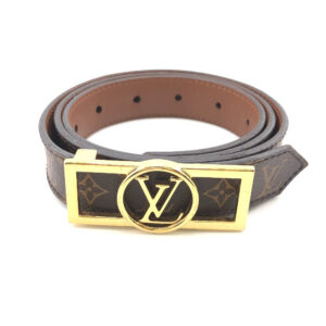 LOUIS VUITTON belt M0196 leather Brown Monogram Santur Dauphine reversible | Luna Bags