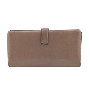 HERMES Bifold Wallet Chevre Mysore, Leather beige Hermes Bearn Soufflet Chevre Mysore Wallet Etoupe Gold Metal □O:2011 | Luna Bags