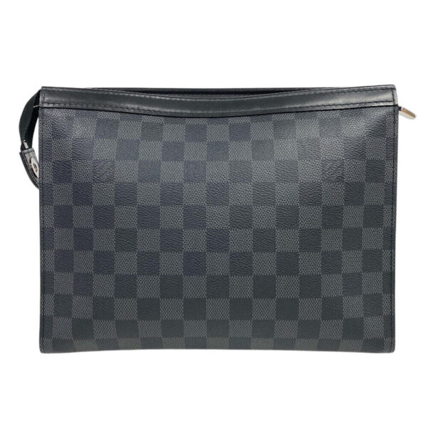 LOUIS VUITTON Clutch bag N41696 Patent leather black Pochette Damier Grafitte Voyage MM mens Used | Luna Bags
