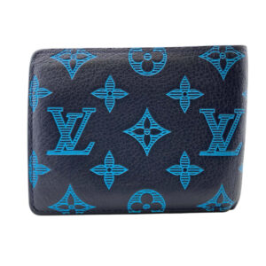 LOUIS VUITTON Bifold Wallet M82323 leather blue Monogram shadow Multipuru | Luna Bags