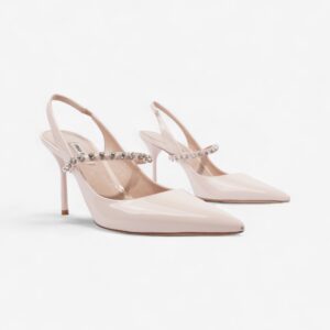 Louis Vuitton Slingback with Crystals 85mm Pale Pink Patent Leather EU 39 UK 6 | Luna Bags