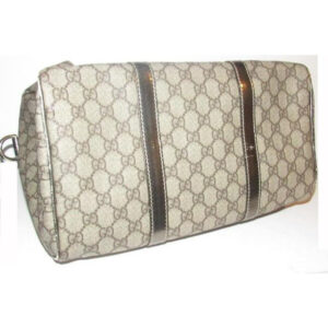 Gucci Joy Boston Bag Guccissima Canvas Leather Gg Supreme Tan G Print Metallic Coated | Luna Bags