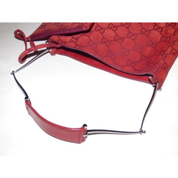 Gucci Vintage Red Suede And Leather With Embossed Large G Print Leather Canvas | Luna Bags