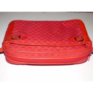 Gucci Vintage Red Leather Small G Logo Print Canvas Cross Body | Luna Bags
