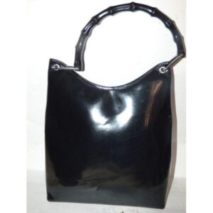 Gucci Xl W Tom Ford Era Patent Handle Black Glossy Leather Bamboo Hobo Bag | Luna Bags