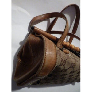 Gucci Vintage Pursesdesigner Purses Camel Textured Leather And Large G Logo Print Canvas Leathercanv | Luna Bags
