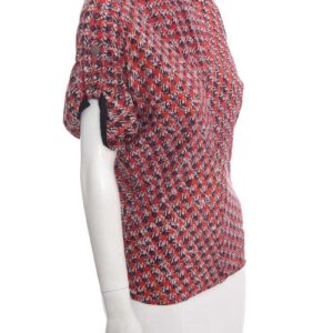 Louis Vuitton Red Printed Short Sleeve Blouse SZ 36 | Luna Bags