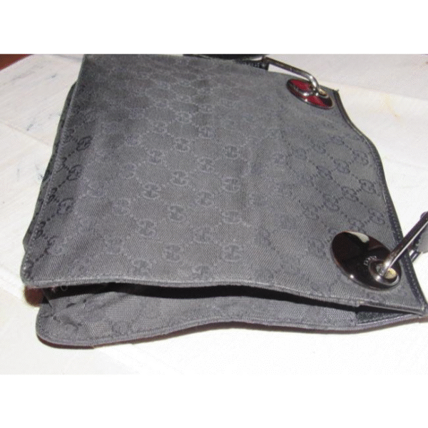 Gucci black Guccissima print 'Eclipse' messenger or cross body w bold chrome hardware | Luna Bags